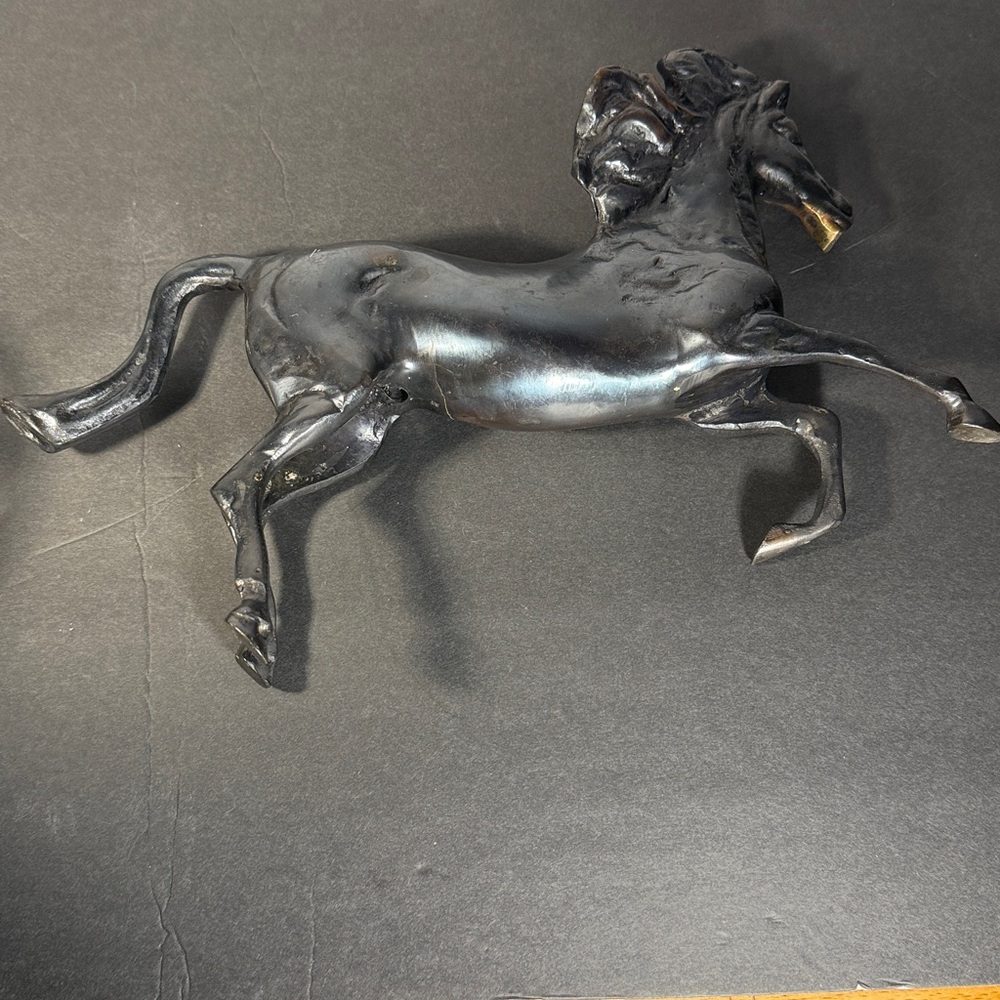 Horse Sculpture Bronze Black Rearing Head Vintage Handcrafted Art Deco - Picture 13 of 15